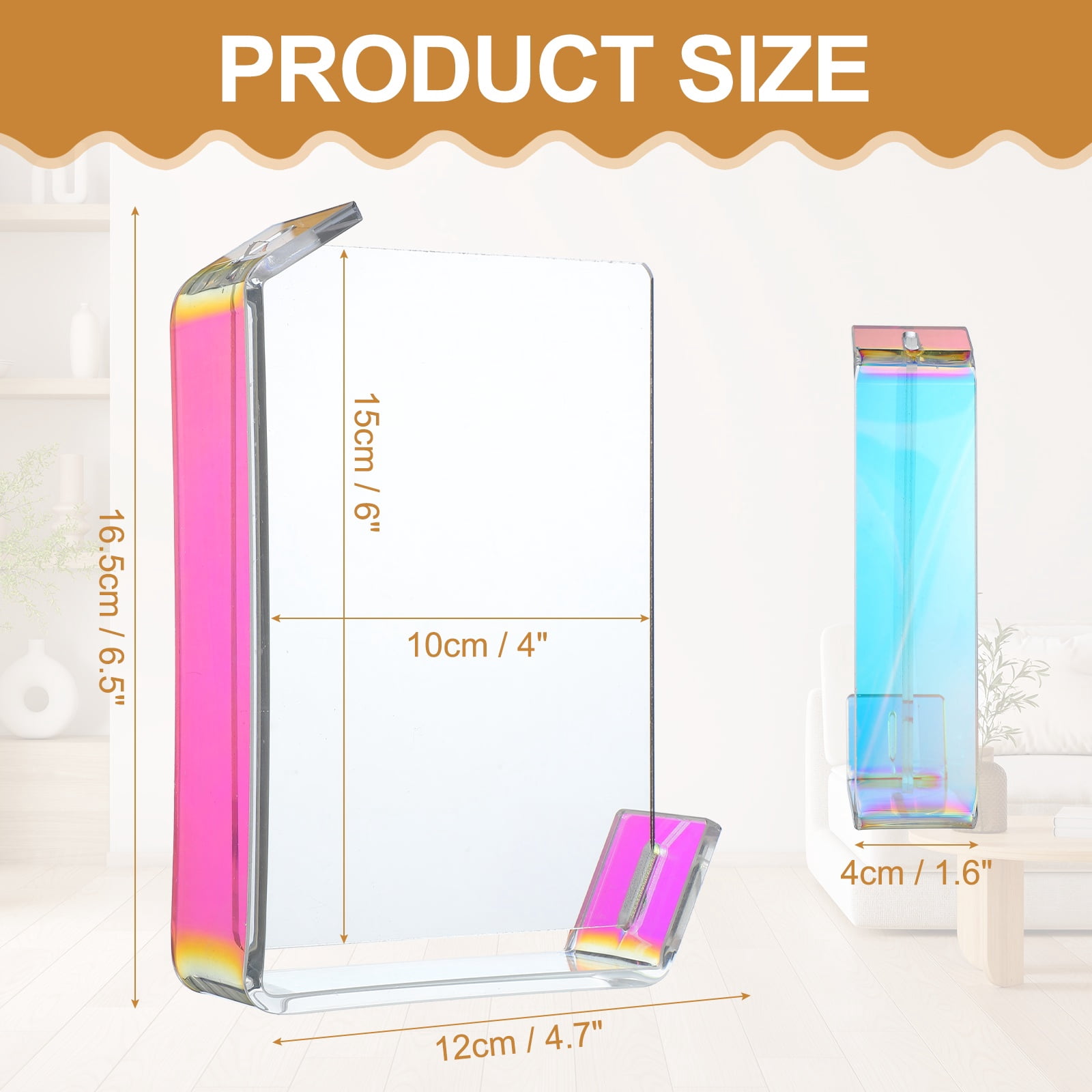 Unique Bargains Durable Acrylic Floating Picture Frame for Wall Colorful 4" x 6"