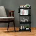 thumbnail image 3 of TUOREN 4-Tier Slim Storage Cart with Wheels for Narrow Space, Black, 3 of 7