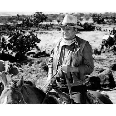 John Wayne iconic on horseback 1972 The Cowboys leading the trail 8x10 photo
