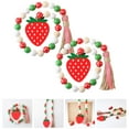 thumbnail image 4 of LOLIPPYY Set of 2 Wooden Beaded Tassel Garlands with Strawberry Wood Beads, Decorative Home Hanging Ornaments, 4 of 7