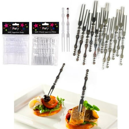 36 Pc Appetizer Picks Cocktail Skewers Olive Hors D'oeuvre Silver Plated (Best Wedding Hors D Oeuvres)