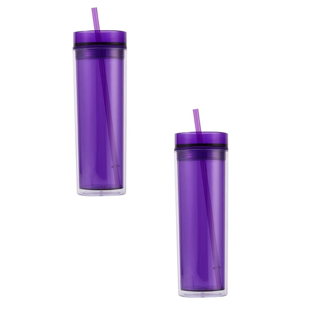 Oleegame 2 Pcs Bouteille en Verre Gobelets Minces Acrylique 16 Onces Gobelets Violet