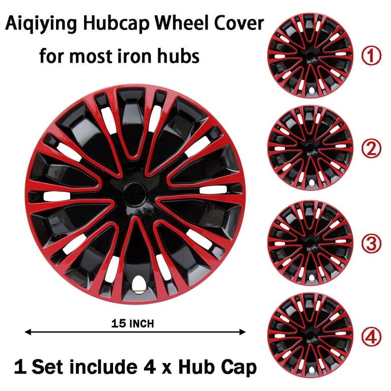 ECCPP Universal Wheel Covers - Set Of 4 For 15 Inch Rims, Snap On Hubcaps