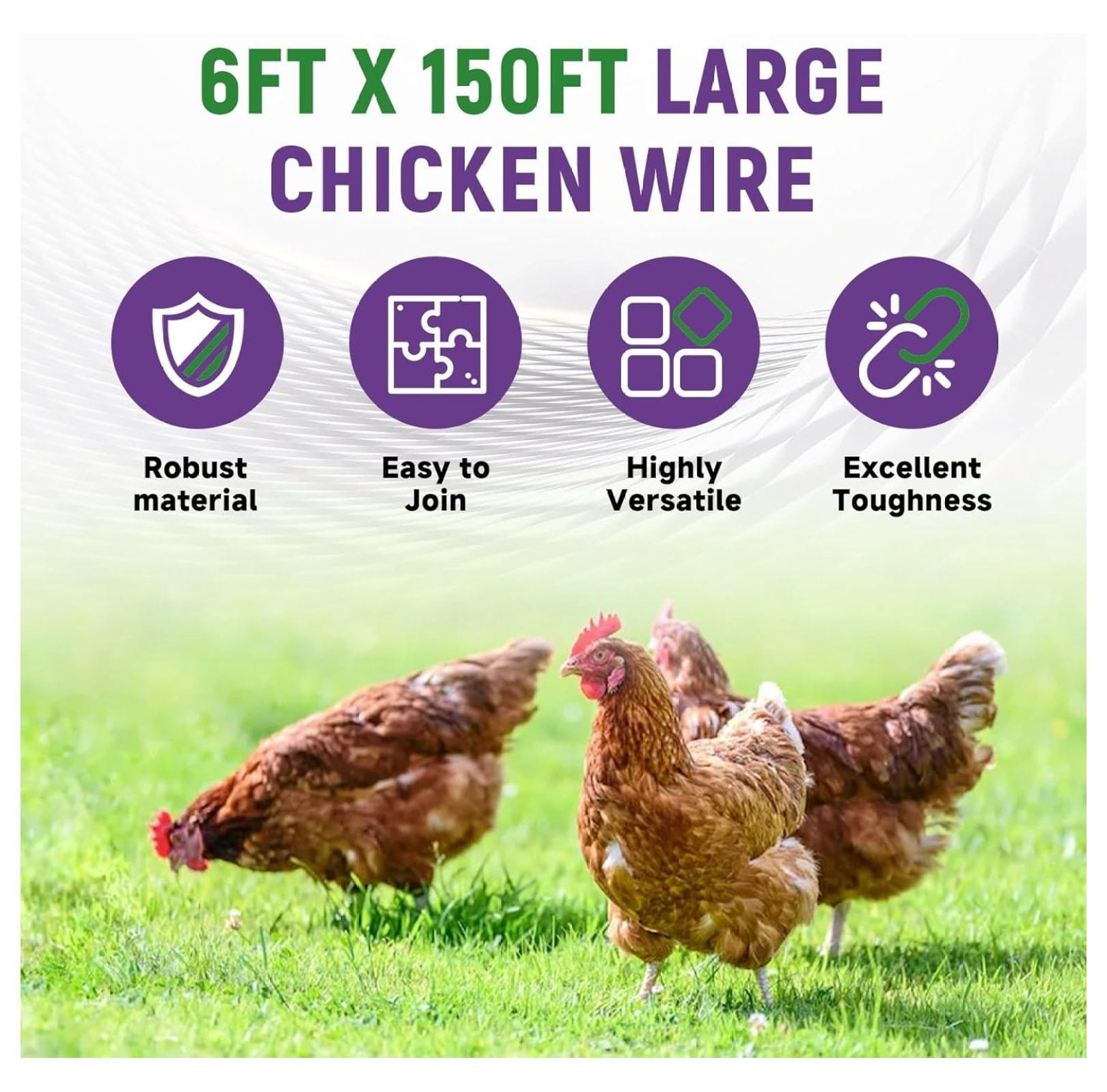 Galvanized Chicken Wire Netting Mesh for Garden Fences 6x150 Feet