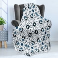 thumbnail image 4 of Abstract Soft Flannel Fleece Throw Blanket, Petals and Octagon Forms Royal Victorian Geometry in Artwork Print, Cozy Plush for Indoor and Outdoor Use, 50" x 60", Blue Black White, by Ambesonne, 4 of 5