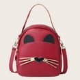 thumbnail image 4 of Women PU Leather Crossbody Messenger Bag Cute Cat Shoulder Backpack (Pink), 4 of 6