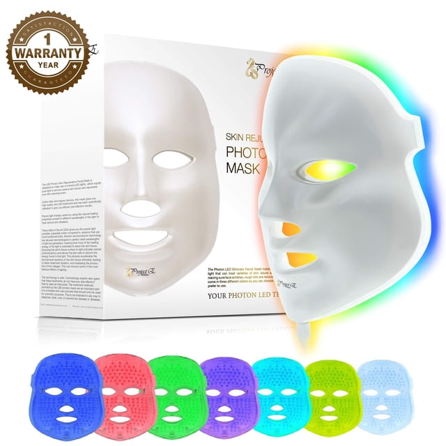 Project E Beauty Masque de Rajeunissement de la Peau au Photon / Masque Facial à LED Thérapie Lumineuse Lumière Rouge Bleue Anti-Âge Anti-Rides Traitement de l'Acné Spa Facial Soins de la Peau à Domicile