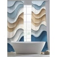 thumbnail image 6 of Beige Blue Ombre Semi Sheer Curtains 96 Inch Length 2 Panels Set, Moire Abstract Artwork Sheer Kitchen Curtain Privacy Voile Window Curtain for Living Room Bedroom Rod Pocket Drapes, 6 of 7