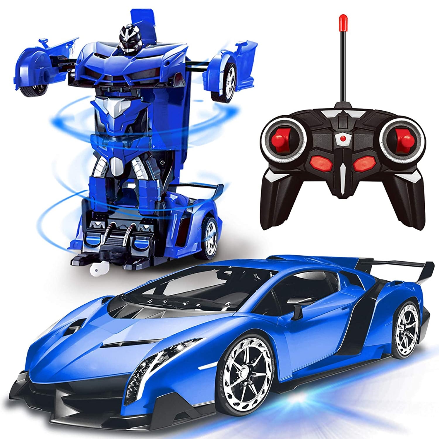 RC Cars One Key Transforming Car Robot 360° Rotating Racing Cars Kid Gift Xmas 