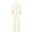 thumbnail image 3 of BODOAO Women's Casual Business Suit Set, Soft 3/4 Sleeve Blazer, Comfortable Drawstring Waist Wide Leg Flared Pants, Loose Fit Vintage Outfit for Work, Office, Wedding, Party & Daily White XL, 3 of 6