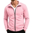 thumbnail image 2 of XRoczxe Men's Full Zip Up Track Jacket, Stand Collar Solid Color Sweatshirt, Casual Long Sleeve Lightweight Coat with Pockets for Spring Fall Daily Wear, 2 of 7