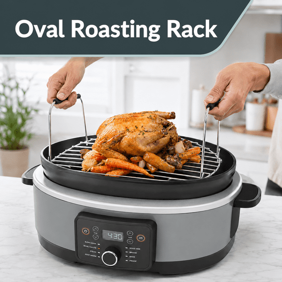 TAVENE Ninja Possible Cooker Pro Accessories with Silicone Feet & Handles, Roast and Steamer Rack Compatible with Ninja Foodi Possible Cooker Pro 8.5 Quart MC1000, MC1001, MC1010 Slow Cooker Crock