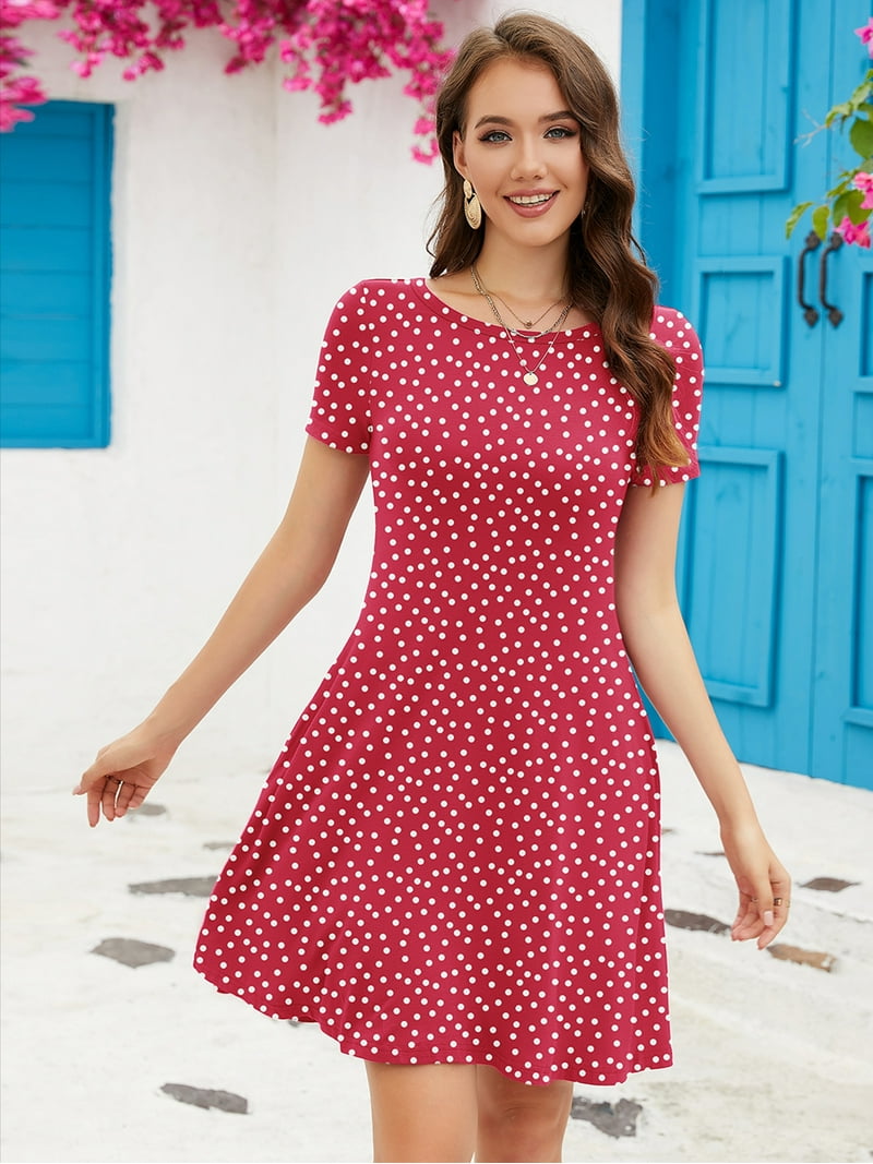strapless open back dress Red Split Neck Puff Short Sleeve Tiered Midi Dress – SSYS main image 1