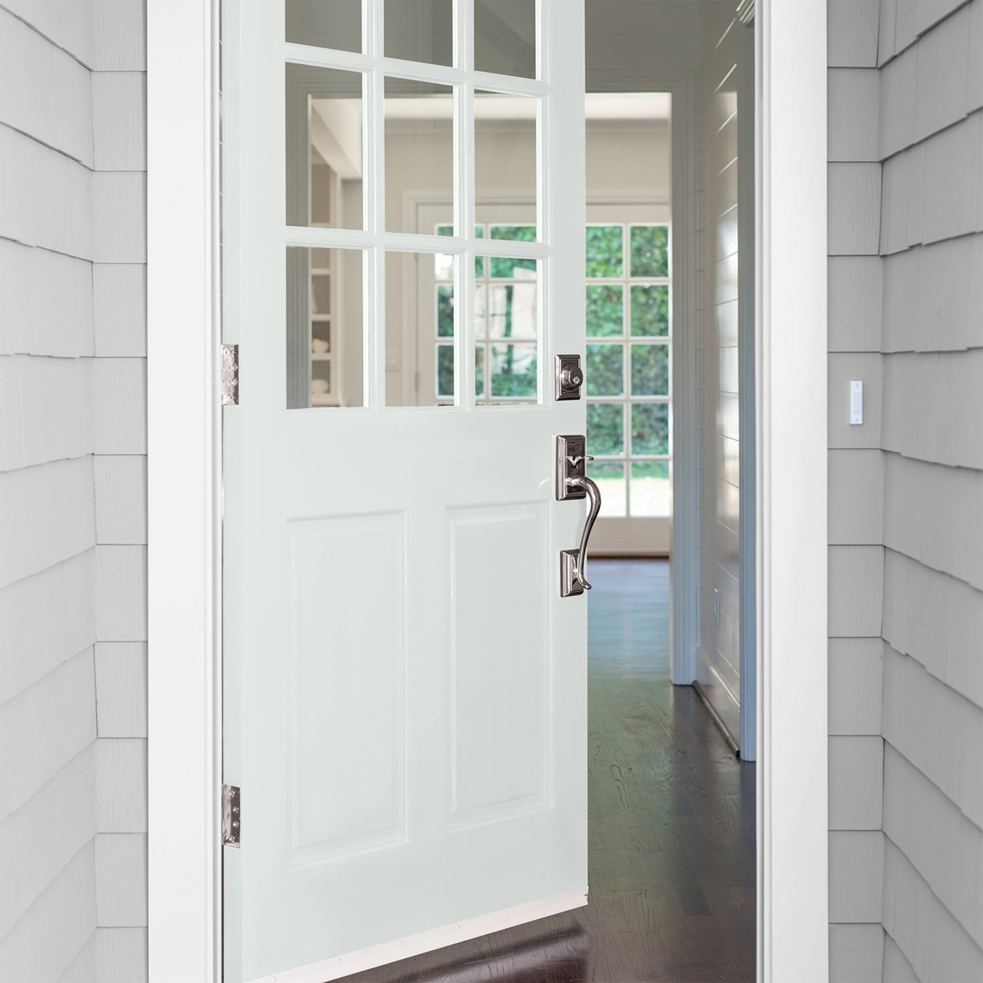 Glidden Fundamentals Icy Bay / Off-White Satin Exterior Paint, 1 Quart