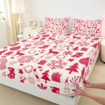 thumbnail image 3 of Manfei Cute Christmas Reindeer Twin Sheet Sets,Xmas Stocking Gifts Twin Fitted Sheet,Red Biege Flat Sheet For Teens,Breathable Home Decor,3pcs, 3 of 7
