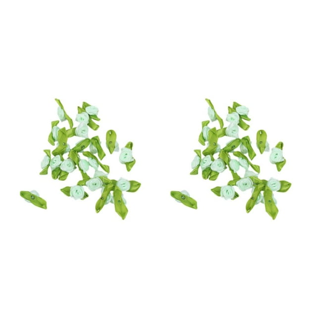 Maytalsory 100pcs Decor With Satin Ribbon Flowers Beautiful And Versatile Choice Beautiful green 2Set