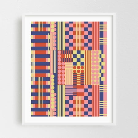 Geometric Composition Colorful - Spain Painting Geometric Abstract Pattern Modern Art Mid-Century Modern Pop Art White Framed Wall Art Print 5 x 7 inches
