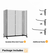 bonnlo Easy To Assembel Gondola Wire Grid Panel Tower additional hooks, 48 x 24 x 60, Black
