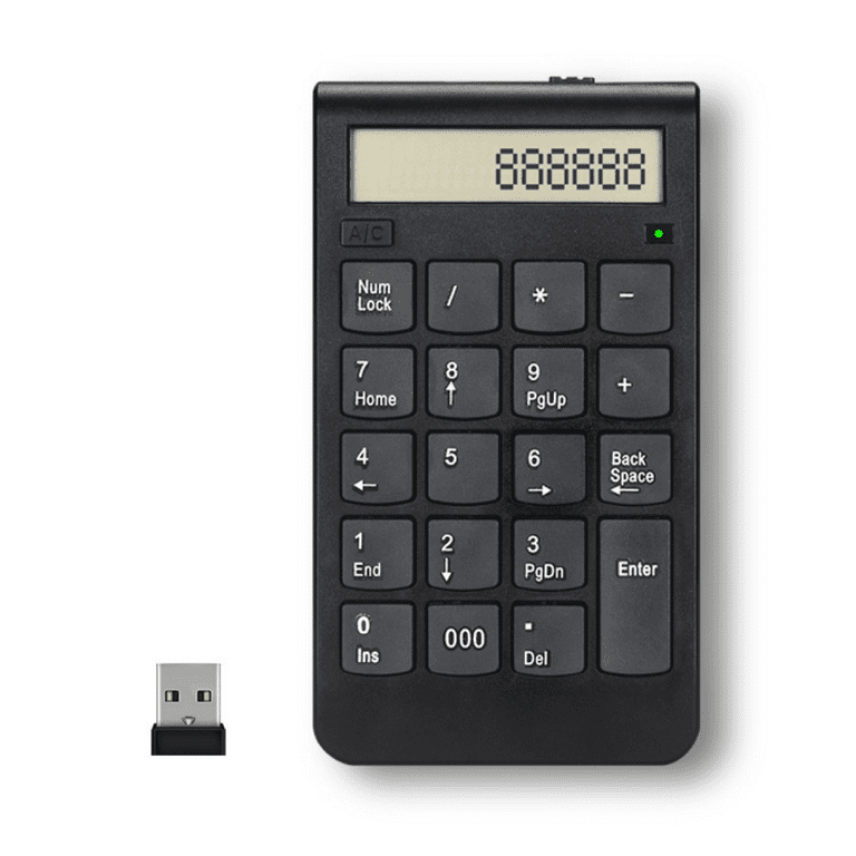 2 in 1 WirelessNumber Pad with Accounting Calculator,19 Key