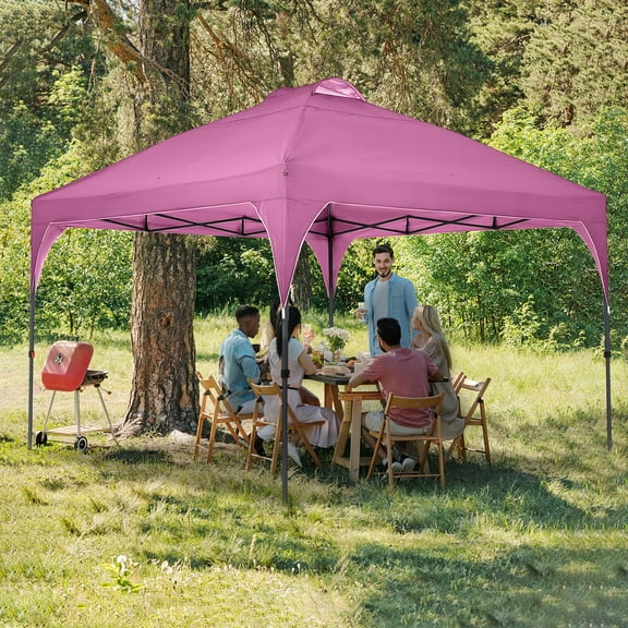 Outdoor Basic 12'x12' Pop Up Canopy Tent, Instant Portable Gazebo with UV & Waterproof Protection for Beach, Camping, Parties & Tailgating,Pink