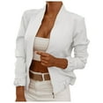 thumbnail image 3 of Women's Fashion Long Sleeve Zipper Solid Casual Short Jacket Coatwear, Modern and Trendy Short Jacket for Casual Outfits, in White, Size XXL, 3 of 4
