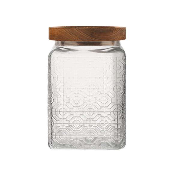MOQIN Glass Coffee Nuts Canister Vintage Glass Storage Jars with Wooden Lids Clear Decorative Jar,Glass Jars for Storing Tea, Coffee, Flour, Candy, Cookie, Rice, Sugar, Pasta, 500ml to 100ml