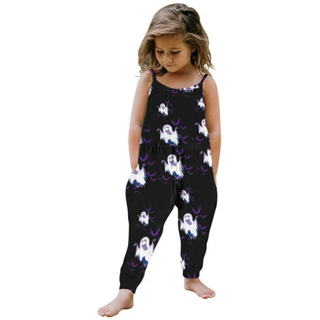 

Leesechin Baby Bodysuit Toddler Kids Boys Girls Halloween Fashion Cute Funny Cat Spider Print Suspenders Romper Jumpsuit on Clearance