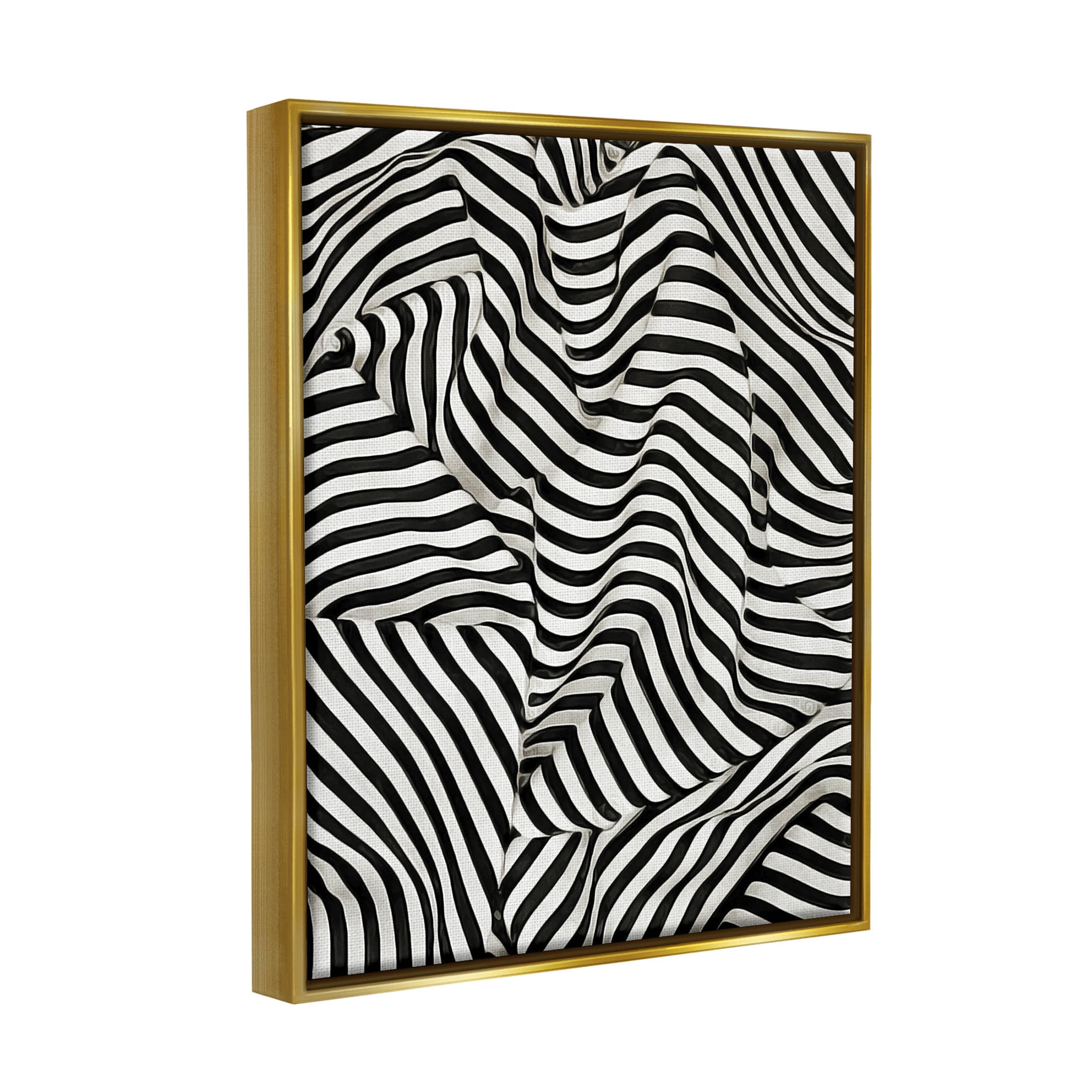 Folded Striped Drapery Pattern Abstract Graphic Art Metallic Gold Framed Art Print Wall Art
