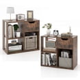 thumbnail image 1 of Costway 2 PCS 3-Cube Bookshelf 2-Tier Open Shelf Bookcase with Drawer Home Storage Organizer, 1 of 10