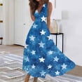 thumbnail image 2 of Women's Elegant Sleeveless Dress with Patriotic Print, V-Neck Loose Fit Design, Long Casual Sundress for Summer Outings,Light Blue S, 2 of 5