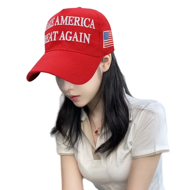 Make America Great Again Slogan USA Flag Hat 2024 Donald Trump Parasol Algodón
