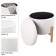 thumbnail image 4 of Lavish Home Storage otomano – Reposapiés redondo Sherpa o organizador de almacenamiento con parte superior extraíble para sala de estar, dormitorio o apartamento (blanco), 4 of 5