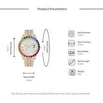 YATLTE Round Luxury Women Watch, Bling-ed Out Colorful Full Diamond Watches, Fashion Quartz Analog Stainless Steel Band Bracelet Wrist Watch