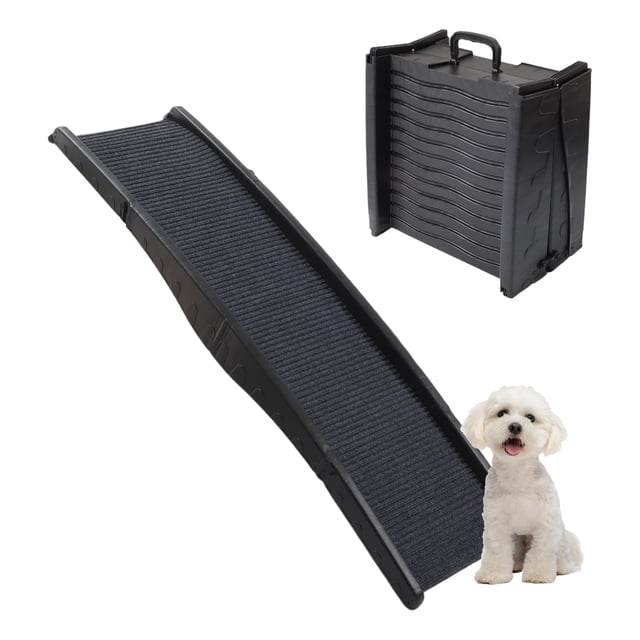 Dog Ramp for Bed Non-Slip Portable Folding Stairs Upgraded Model with Non-slip Surface Black