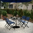thumbnail image 2 of Flash Furniture 31.5" x 55" Bronze Rectangular Tempered Glass Metal Table with Umbrella Hole, 2 of 12