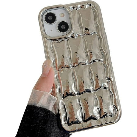 Compatible with iPhone Case,Aesthetic Design Electro Plated Grids Plaid Checkered Checkerboard Camera Lens Protection Soft Shockproof Cover Phone Case (Silver,iPhone 11 Pro Max)