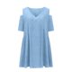 thumbnail image 4 of Puntoco Minifalda De Verano De Color Sólido Suelto Informal Para Mujer, Jersey, Falda De Girasol, Falda De Playa Con Bolsillo, Vestido Plisado Con Hombros Descubiertos, Azul Claro Xl, 4 of 6