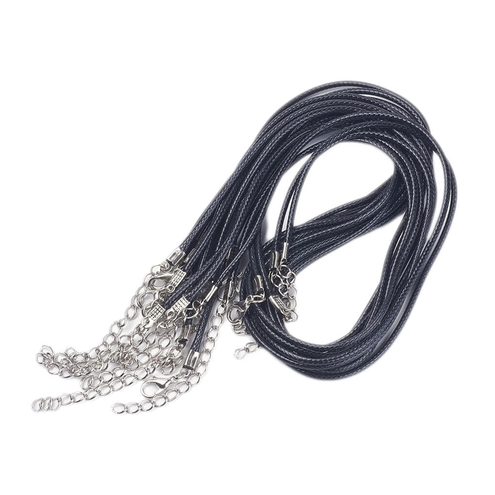 100pcs Black Wax Leather Cord Necklace Rope Chain necklace string wax Clasp String Thread Cable Jewelry Making Accessories
