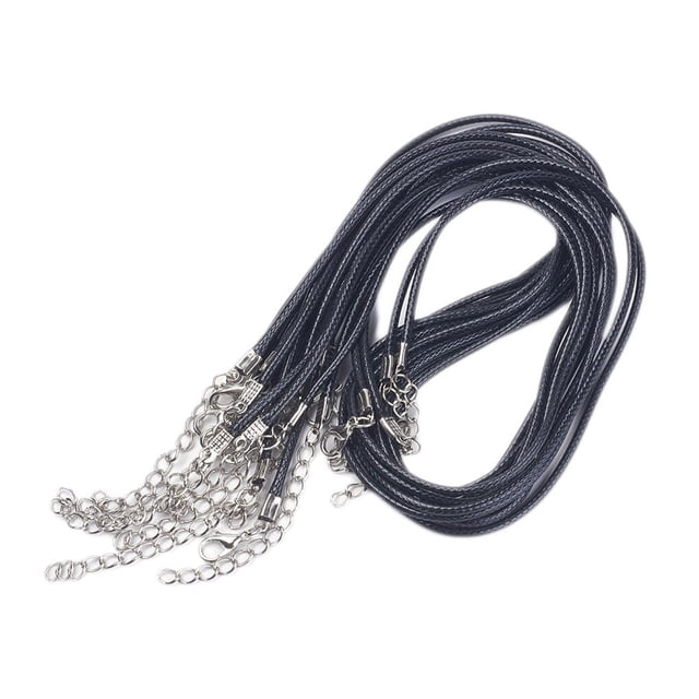 100pcs Black Wax Leather Cord Necklace Rope Chain Clasp String Thread Cable Jewelry Making Accessories