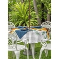 thumbnail image 4 of Outdoor Tablecloth with Umbrella Hole Zipper Sunflower Round Tablecloth 54" Waterproof Outside Table Cloth Yellow Floral Grey Plaid Eucalyptus Leaves Patio Table Cover Tablecloths for Picnic Party, 4 of 8