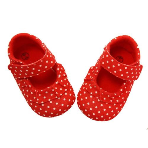red and white polka dot shoes