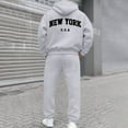 thumbnail image 5 of Aihuaihua Mens NEW YORK Tracksuit Full Set 2 Piece Tracksuit Hoodies with Sweatpants Track Jacket and Jogging Bottoms 2 Piece Outfits Light Gray S, 5 of 8
