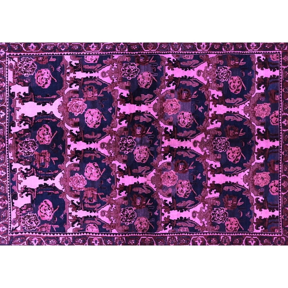 Ahgly Company Indoor Rectangle Persian Purple Traditional Area Rugs, 5' x 7'