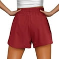 thumbnail image 5 of Women's Athletic High Waisted Running Shorts with Secure Zip Pocket, Solid Color Workout Shorts for Gym Performance, Comfortable Moisture-Wicking Fabric for Sports and Training,Red S, 5 of 5