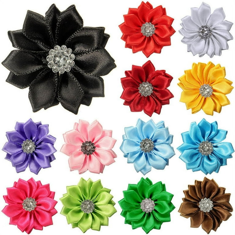 SHANGFAJI Satin Ribbon Flower,10 Pcs 4cm Satin Ribbon SHANGFAJI Satin Ribbon Flower,10 Pcs 4cm Satin Ribbon