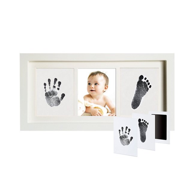 Hermoso kit de huellas de manos y marco de fotos con huella para recién nacido, juego de obsequios exclusivo para baby shower para registro, decoración de caja de recuerdos memorable, decoración de p