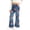 0$-Blue141755, variant on Kiijoy Girls Flared Denim Pants Floral Print Elastic Waist Trousers, Sizes 2-12