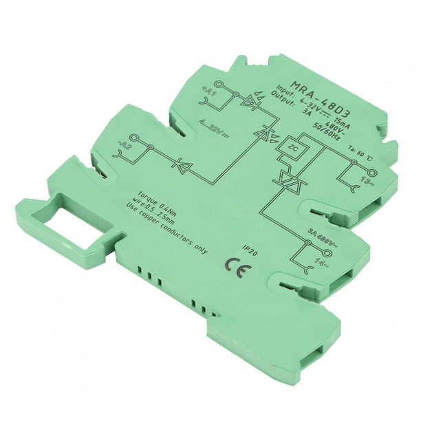 Solid State Relay, 480V AC 3A 3.2×0.2×3.1in Diode Reverse Polarity Protection PLC Relay, For