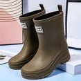 thumbnail image 4 of Rain Boots for Women Waterproof Mid Calf Rain Boots Wide Calf Garden Shoes Womens Rain Boots (Army Green 7), 4 of 8