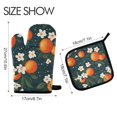thumbnail image 2 of Yayeee Oven Mitts and Pot Holder Set of 2 Heat Resistant Kitchen Gloves Baking Hot Pad, Blue Floral Oranges, 2 of 5